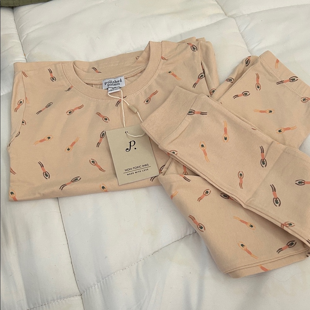 Polished Prints Kids Pajama Set - Peach